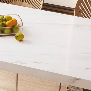 Madison White Sintered Stone Dining Table with Acrylic Base – Modern Luxury Dining Table Centrepiece - Sleek Furniture