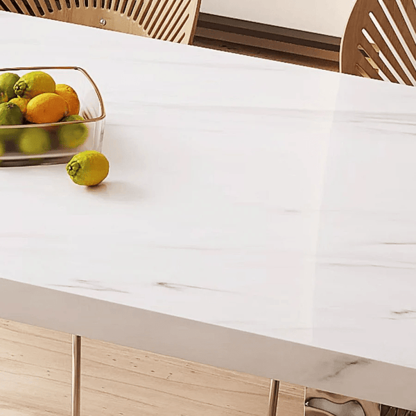Madison White Sintered Stone Dining Table with Acrylic Base – Modern Luxury Dining Table Centrepiece - Sleek Furniture