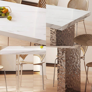 Madison White Sintered Stone Dining Table with Acrylic Base – Modern Luxury Dining Table Centrepiece - Sleek Furniture
