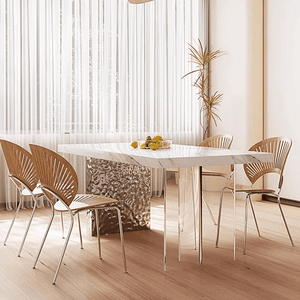 Madison White Sintered Stone Dining Table with Acrylic Base – Modern Luxury Dining Table Centrepiece - Sleek Furniture