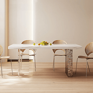 Madison White Sintered Stone Dining Table with Acrylic Base – Modern Luxury Dining Table Centrepiece - Sleek Furniture