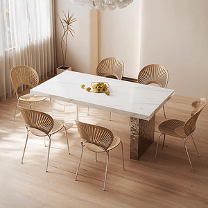 Madison White Sintered Stone Dining Table with Acrylic Base – Modern Luxury Dining Table Centrepiece - Sleek Furniture
