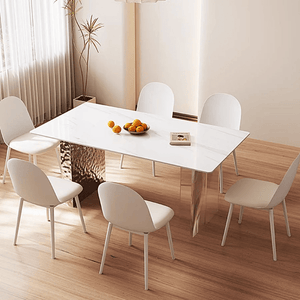 Madison White Sintered Stone Dining Table with Acrylic Base – Modern Luxury Dining Table Centrepiece - Sleek Furniture