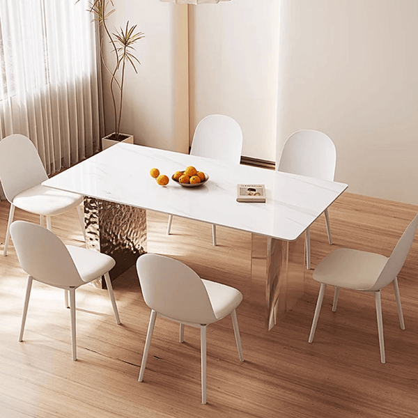 Madison White Sintered Stone Dining Table with Acrylic Base – Modern Luxury Dining Table Centrepiece - Sleek Furniture