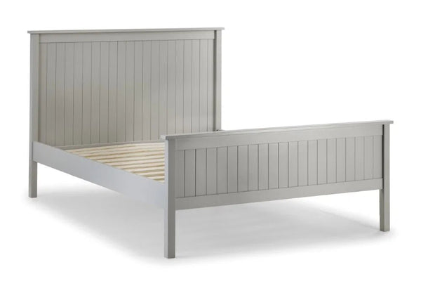 Maine Dove Grey Wooden Bed Frame with Panelled Headboard – Double 135cm - Sleek Furniture