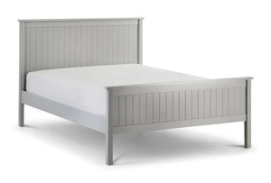 Maine Dove Grey Wooden Bed Frame with Panelled Headboard – Double 135cm - Sleek Furniture