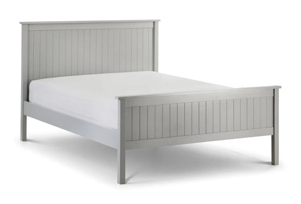 Maine Dove Grey Wooden Bed Frame with Panelled Headboard – Double 135cm - Sleek Furniture