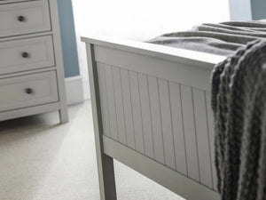 Maine Dove Grey Wooden Bed Frame with Panelled Headboard – Double 135cm - Sleek Furniture