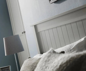Maine Dove Grey Wooden Bed Frame with Panelled Headboard – Double 135cm - Sleek Furniture