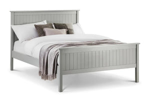 Maine Dove Grey Wooden Bed Frame with Panelled Headboard – Double 135cm - Sleek Furniture