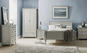 Maine Dove Grey Wooden Bed Frame with Panelled Headboard – Double 135cm - Sleek Furniture