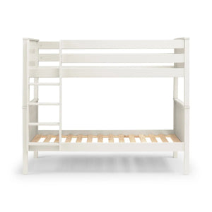 Maine White Wooden Bunk Bed with Convertible Twin Single Design – New England Style Kids & Guest Bed Frame - Sleek Furniture