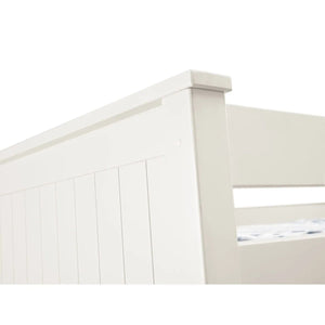 Maine White Wooden Bunk Bed with Convertible Twin Single Design – New England Style Kids & Guest Bed Frame - Sleek Furniture