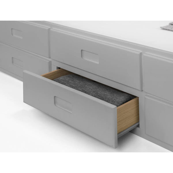 Maisie Light Grey Wooden Captain's Bed with Pull-Out Underbed & Storage Drawers – Single - Sleek Furniture