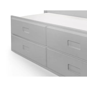 Maisie Light Grey Wooden Captain's Bed with Pull-Out Underbed & Storage Drawers – Single - Sleek Furniture
