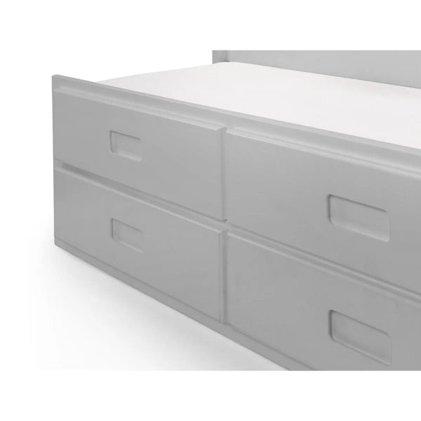 Maisie Light Grey Wooden Captain's Bed with Pull-Out Underbed & Storage Drawers – Single - Sleek Furniture