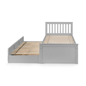 Maisie Light Grey Wooden Captain's Bed with Pull-Out Underbed & Storage Drawers – Single - Sleek Furniture