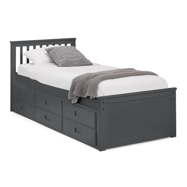 Maisie Single Captain's Bed with Pull-Out Guest Bed & Storage Drawers – White Lacquer - Sleek Furniture