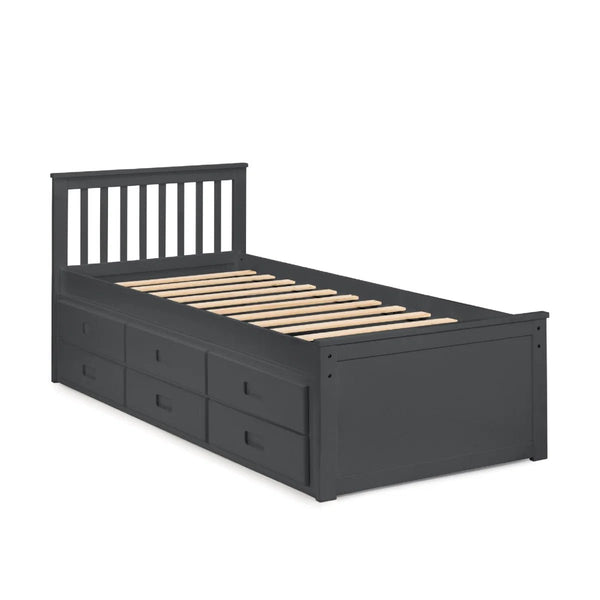 Maisie Single Captain's Bed with Pull-Out Guest Bed & Storage Drawers – White Lacquer - Sleek Furniture