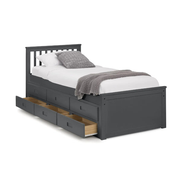 Maisie Single Captain's Bed with Pull-Out Guest Bed & Storage Drawers – White Lacquer - Sleek Furniture