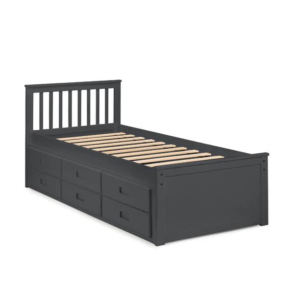 Maisie Single Captain's Bed with Pull-Out Guest Bed & Storage Drawers – White Lacquer - Sleek Furniture
