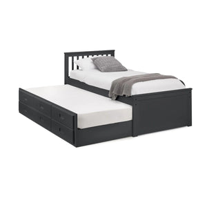 Maisie Single Captain's Bed with Pull-Out Guest Bed & Storage Drawers – White Lacquer - Sleek Furniture