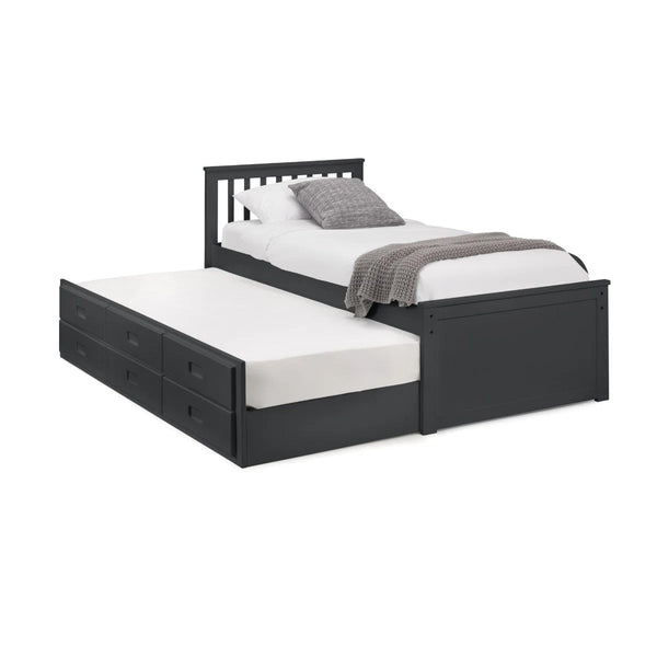 Maisie Single Captain's Bed with Pull-Out Guest Bed & Storage Drawers – White Lacquer - Sleek Furniture