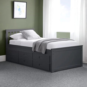 Maisie Single Captain's Bed with Pull-Out Guest Bed & Storage Drawers – White Lacquer - Sleek Furniture