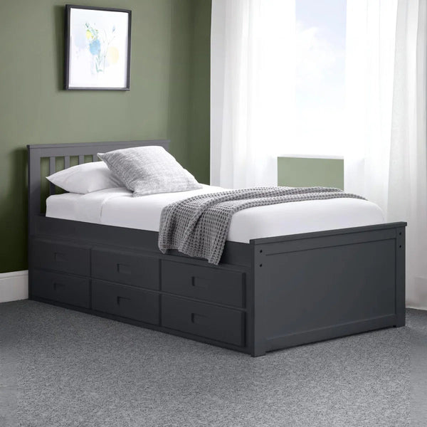 Maisie Single Captain's Bed with Pull-Out Guest Bed & Storage Drawers – White Lacquer - Sleek Furniture