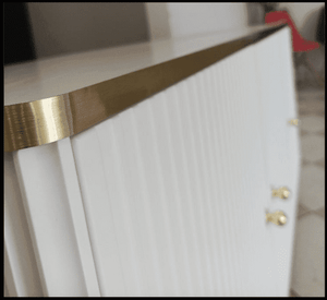 Maison White & Gold 4-Door Wide Sideboard – Elegant Storage Cabinet with Gold Accents, 182cm Wide - My Store