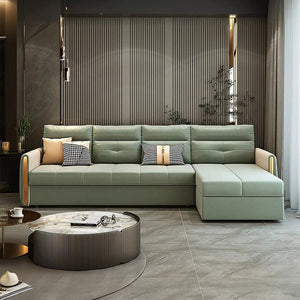 Malhotra L Shape Sofa Bed, Corner Sofa Bed with Pull-Out Sleeping Function, Leathaire Upholstered Modular Lounge Bed Sofa for Living Room – Available in Multiple Sizes & Colours - Sleek Furniture