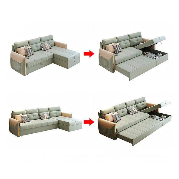 Malhotra L Shape Sofa Bed, Corner Sofa Bed with Pull-Out Sleeping Function, Leathaire Upholstered Modular Lounge Bed Sofa for Living Room – Available in Multiple Sizes & Colours - Sleek Furniture