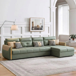 Malhotra L Shape Sofa Bed, Corner Sofa Bed with Pull-Out Sleeping Function, Leathaire Upholstered Modular Lounge Bed Sofa for Living Room – Available in Multiple Sizes & Colours - Sleek Furniture