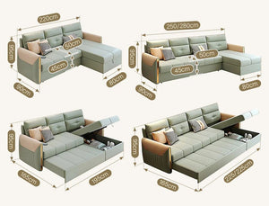 Malhotra L Shape Sofa Bed, Corner Sofa Bed with Pull-Out Sleeping Function, Leathaire Upholstered Modular Lounge Bed Sofa for Living Room – Available in Multiple Sizes & Colours - Sleek Furniture