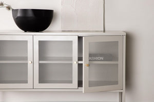 Malla Industrial Cabinet with Mesh Doors | Beige Modern Storage Furniture