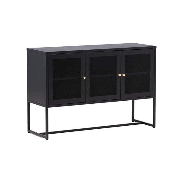 Malla Industrial Cabinet with Mesh Doors | Black Modern Storage Furniture