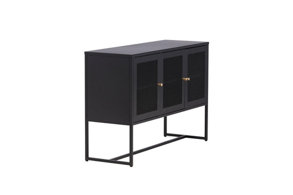 Malla Industrial Cabinet with Mesh Doors | Black Modern Storage Furniture