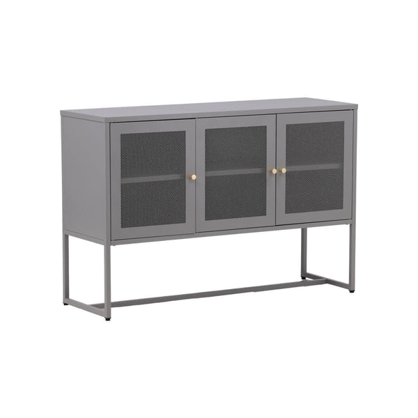 Malla Industrial Cabinet with Mesh Doors | Light Grey Modern Storage Furniture
