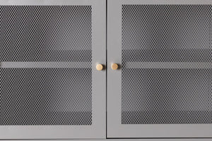 Malla Industrial Cabinet with Mesh Doors | Light Grey Modern Storage Furniture