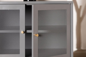 Malla Industrial Cabinet with Mesh Doors | Light Grey Modern Storage Furniture