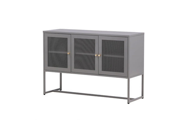 Malla Industrial Cabinet with Mesh Doors | Light Grey Modern Storage Furniture