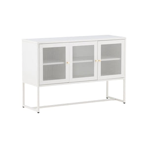 Malla Industrial Cabinet with Mesh Doors | White Modern Storage Furniture