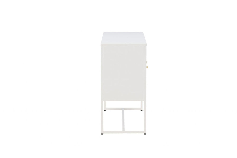 Malla Industrial Cabinet with Mesh Doors | White Modern Storage Furniture