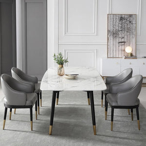 Malvern Modern Dining Table – White Sintered Stone Top with Black Painted Steel Legs, Contemporary Dining Table for 4–6 Seater Homes, Easy Assembly Kitchen & Dining Room Table - Sleek Furniture