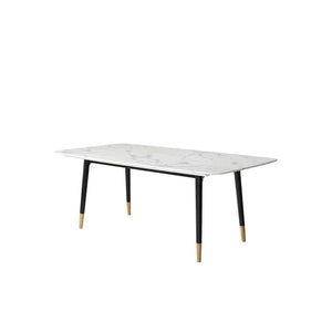 Malvern Modern Dining Table – White Sintered Stone Top with Black Painted Steel Legs, Contemporary Dining Table for 4–6 Seater Homes, Easy Assembly Kitchen & Dining Room Table - Sleek Furniture