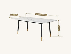 Malvern Modern Dining Table – White Sintered Stone Top with Black Painted Steel Legs, Contemporary Dining Table for 4–6 Seater Homes, Easy Assembly Kitchen & Dining Room Table - Sleek Furniture