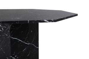 Marbs Round Dining Table | Black Marble Patterned MDF & Smoke Glass