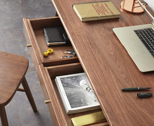 Mare Rosewood Office Desk with Metal Frame – Modern Computer Workstation Writing Table for Home Office & Study - Sleek Furniture