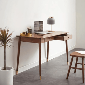 Mare Rosewood Office Desk with Metal Frame – Modern Computer Workstation Writing Table for Home Office & Study - Sleek Furniture
