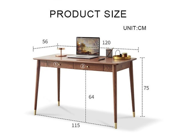 Mare Rosewood Office Desk with Metal Frame – Modern Computer Workstation Writing Table for Home Office & Study - Sleek Furniture